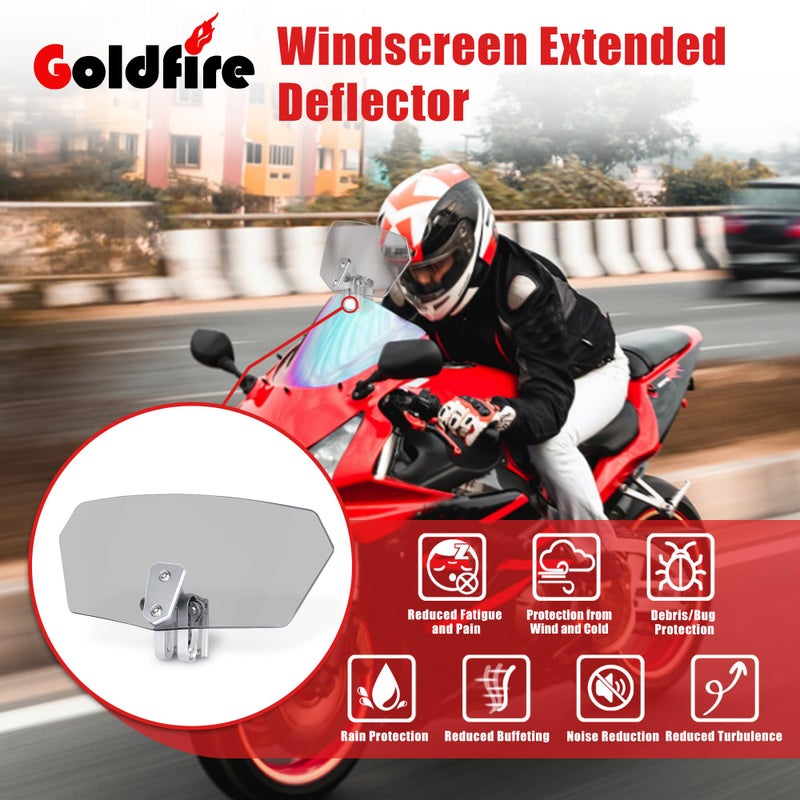 Goldfire Universal Motorcycle Windshield Extension Windscreen Extended Deflector Adjustable Airflow Wind Deflector for Kawasaki BMW Triumph Motobikes, Dirt Bikes (Color: Smoked) - Image 4
